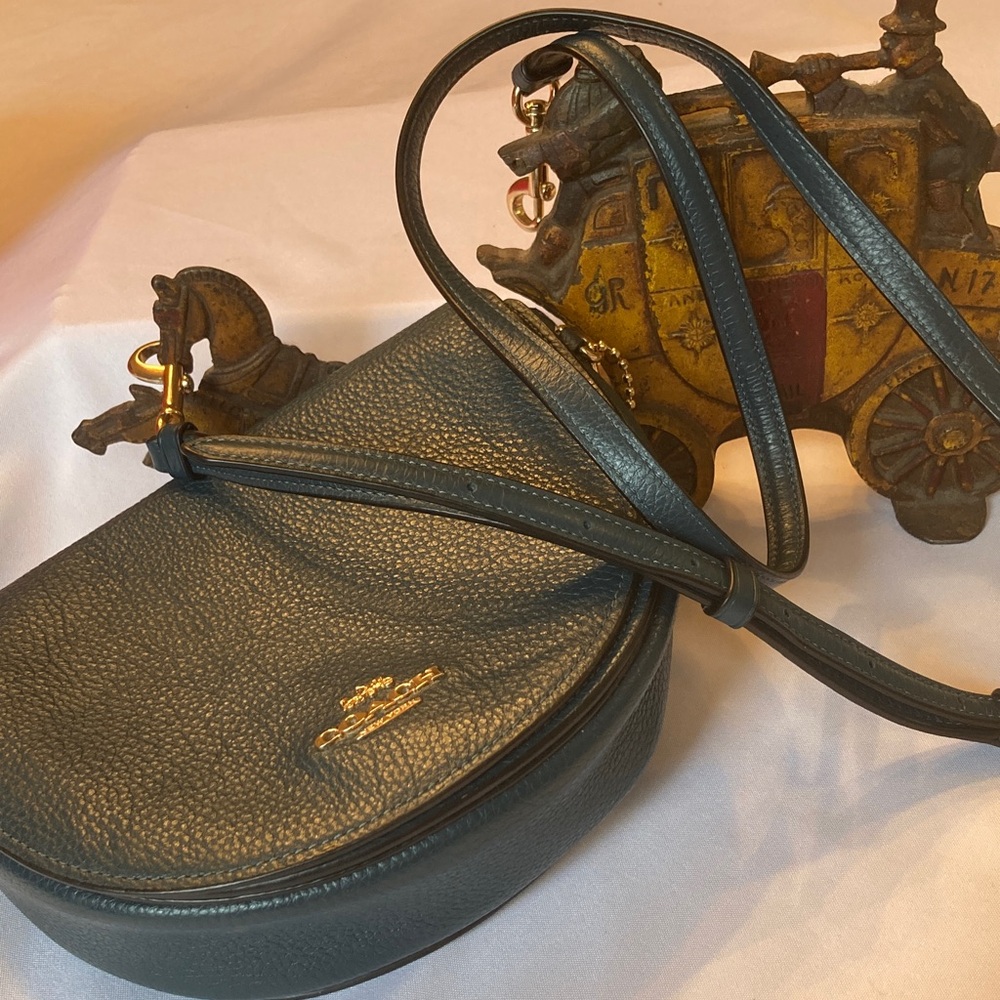 COACH C1432 blue/green leather crossbody half moon.